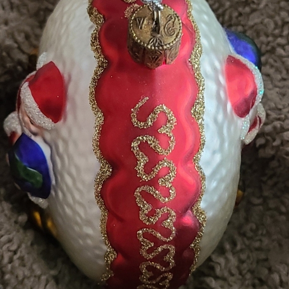 Vintage Waterford Blown Glass Santa With Gifts Christmas Ornament Double Sided - Picture 3 of 10